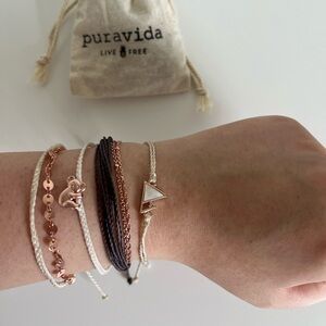 Pura Vida Women's Bracelet Set - Rose Gold